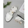 imageOYOANGLE Womens Pearl Decor Clear Straps Open Toe Flat Sandals Leather Outdoor Beach SandalsWhite