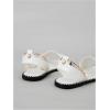 imageOYOANGLE Womens Pearl Decor Clear Straps Open Toe Flat Sandals Leather Outdoor Beach SandalsWhite