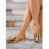 imageOYOANGLE Womens Peep Toe Slingback Flat Sandals Summer Comfortable Outdoor Casual SlidesGold