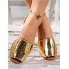 imageOYOANGLE Womens Peep Toe Slingback Flat Sandals Summer Comfortable Outdoor Casual SlidesGold