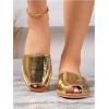 imageOYOANGLE Womens Peep Toe Slingback Flat Sandals Summer Comfortable Outdoor Casual SlidesGold