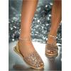 imageOYOANGLE Womens Peep Toe Slingback Flat Sandals Summer Comfortable Outdoor Casual SlidesRose Gold