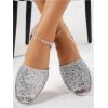 imageOYOANGLE Womens Peep Toe Slingback Flat Sandals Summer Comfortable Outdoor Casual SlidesSilver
