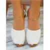 imageOYOANGLE Womens Peep Toe Slingback Flat Sandals Summer Comfortable Outdoor Casual SlidesWhite
