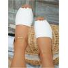 imageOYOANGLE Womens Peep Toe Slingback Flat Sandals Summer Comfortable Outdoor Casual SlidesWhite