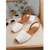imageOYOANGLE Womens Peep Toe Slingback Flat Sandals Summer Comfortable Outdoor Casual SlidesWhite