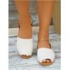 imageOYOANGLE Womens Peep Toe Slingback Flat Sandals Summer Comfortable Outdoor Casual SlidesWhite