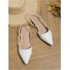 imageOYOANGLE Womens Pointed Toe Slingback Flats Slip on Flats Casual Dressy Office Work ShoesWhite
