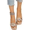 imageOYOANGLE Womens Rhinestone Flower Decor Clear Strap Sandals Square Toe Flat SandalsApricot