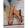 imageOYOANGLE Womens Rhinestone Flower Decor Clear Strap Sandals Square Toe Flat SandalsBrown