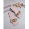 imageOYOANGLE Womens Rhinestone Flower Decor Clear Strap Sandals Square Toe Flat SandalsPink