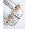 imageOYOANGLE Womens Rhinestone Flower Decor Clear Strap Sandals Square Toe Flat SandalsSilver
