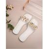 imageOYOANGLE Womens Rhinestone Flower Decor Clear Strap Sandals Square Toe Flat SandalsWhite