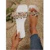 imageOYOANGLE Womens Rhinestone Flower Decor Clear Strap Sandals Square Toe Flat SandalsWhite