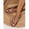 imageOYOANGLE Womens Rhinestone Glitter Flip Flop Sandals Open Post Flat Thongs SandalsBrown