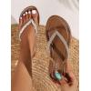 imageOYOANGLE Womens Rhinestone Glitter Flip Flop Sandals Open Post Flat Thongs SandalsBrown