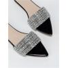 imageOYOANGLE Womens Rhinestone Pointed Open Toe Sandals Leather Sparkly Single Band Elegant Slide SandalsBlack