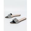 imageOYOANGLE Womens Rhinestone Pointed Open Toe Sandals Leather Sparkly Single Band Elegant Slide SandalsBlack