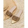 imageOYOANGLE Womens Rhinestone Pointed Open Toe Sandals Leather Sparkly Single Band Elegant Slide SandalsGold