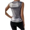 imageOYOANGLE Womens Semi Sheer Surplice Neck Sleeveless Tank Top Slim Fit Wrap Vest TopsBlack