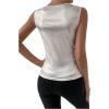 imageOYOANGLE Womens Semi Sheer Surplice Neck Sleeveless Tank Top Slim Fit Wrap Vest TopsWhite