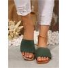 imageOYOANGLE Womens Single Band Square Open Toe Slide Sandals Summer Slip on Flat SandalsArmy Green