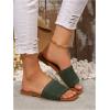 imageOYOANGLE Womens Single Band Square Open Toe Slide Sandals Summer Slip on Flat SandalsArmy Green