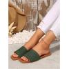 imageOYOANGLE Womens Single Band Square Open Toe Slide Sandals Summer Slip on Flat SandalsArmy Green