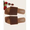 imageOYOANGLE Womens Single Band Square Open Toe Slide Sandals Summer Slip on Flat SandalsBrown