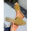 imageOYOANGLE Womens Single Band Square Open Toe Slide Sandals Summer Slip on Flat SandalsGold