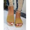 imageOYOANGLE Womens Single Band Square Open Toe Slide Sandals Summer Slip on Flat SandalsGold