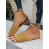 imageOYOANGLE Womens Single Band Square Open Toe Slide Sandals Summer Slip on Flat SandalsGold