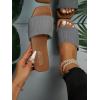 imageOYOANGLE Womens Single Band Square Open Toe Slide Sandals Summer Slip on Flat SandalsGrey