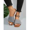 imageOYOANGLE Womens Single Band Square Open Toe Slide Sandals Summer Slip on Flat SandalsGrey