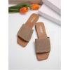 imageOYOANGLE Womens Single Band Square Open Toe Slide Sandals Summer Slip on Flat SandalsKhaki