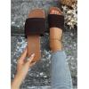 imageOYOANGLE Womens Single Band Square Open Toe Slide Sandals Summer Slip on Flat SandalsMocha Brown