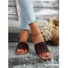 imageOYOANGLE Womens Single Band Square Open Toe Slide Sandals Summer Slip on Flat SandalsMocha Brown