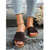 imageOYOANGLE Womens Single Band Square Open Toe Slide Sandals Summer Slip on Flat SandalsMocha Brown