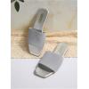 imageOYOANGLE Womens Single Band Square Open Toe Slide Sandals Summer Slip on Flat SandalsSilver
