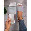 imageOYOANGLE Womens Single Band Square Open Toe Slide Sandals Summer Slip on Flat SandalsSilver