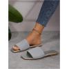 imageOYOANGLE Womens Single Band Square Open Toe Slide Sandals Summer Slip on Flat SandalsSilver