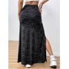 imageOYOANGLE Womens Split Thigh Sparkly Maxi Skirt High Waisted Party Nightclub Asymmetrical Pencil SkirtsBlack