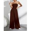 imageOYOANGLE Womens Strapless Jumpsuits Ruched Wide Leg Long Pants RomperBrown