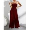 imageOYOANGLE Womens Strapless Jumpsuits Ruched Wide Leg Long Pants RomperBurgundy