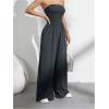 imageOYOANGLE Womens Strapless Jumpsuits Ruched Wide Leg Long Pants RomperDark Grey