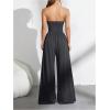imageOYOANGLE Womens Strapless Jumpsuits Ruched Wide Leg Long Pants RomperDark Grey