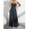 imageOYOANGLE Womens Strapless Jumpsuits Ruched Wide Leg Long Pants RomperDark Grey