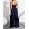 imageOYOANGLE Womens Strapless Jumpsuits Ruched Wide Leg Long Pants RomperDeep Blue
