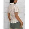 imageOYOANGLE Womens Striped Button Down Blouse Short Sleeve Collared Tops Dressy Casual ShirtMustard Yellow