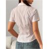 imageOYOANGLE Womens Striped Button Down Blouse Short Sleeve Collared Tops Dressy Casual ShirtPink